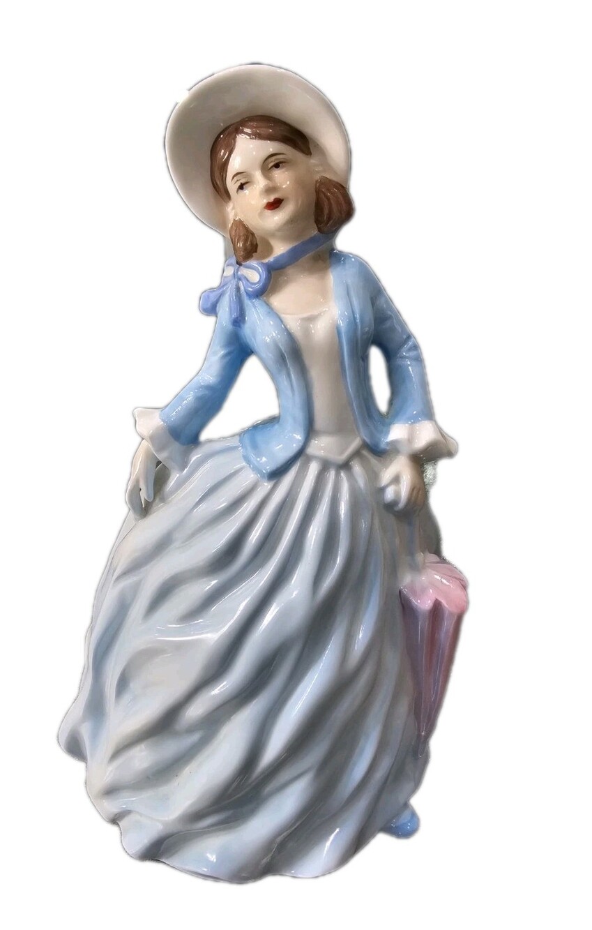 Royal County Fine Bone China Figurine Charlotte Lady in Blue Dress Vintage